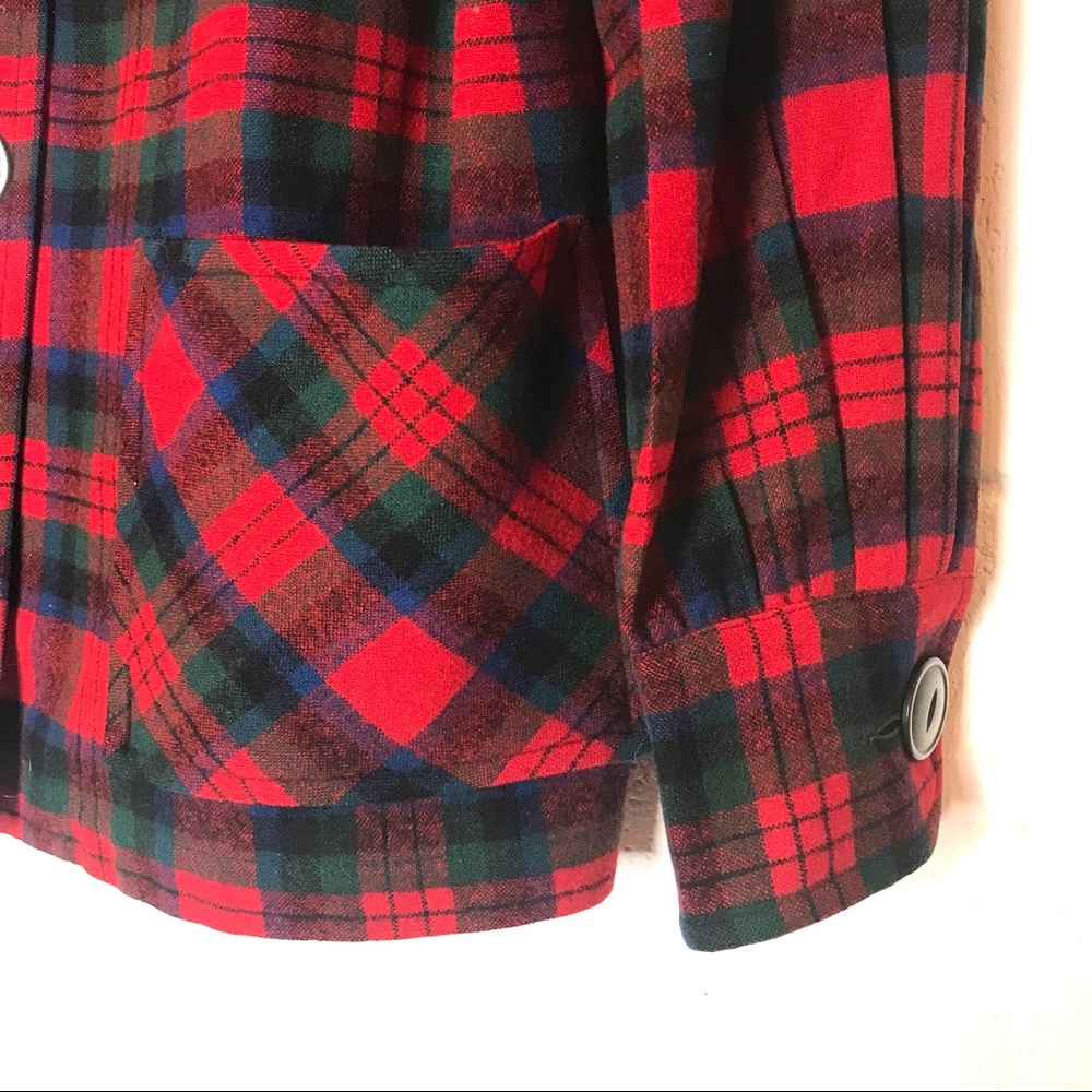 Pendleton Shacket Flannel Shirt Red Plaid Button Down Jacket Pockets - Picture 3 of 8